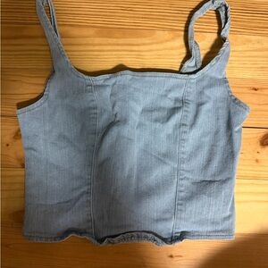 Light Blue Denim Crop Tank Top - Women's Sleeveless Top